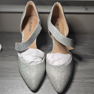 Dream Pairs Women's Sparkling Silver Heels